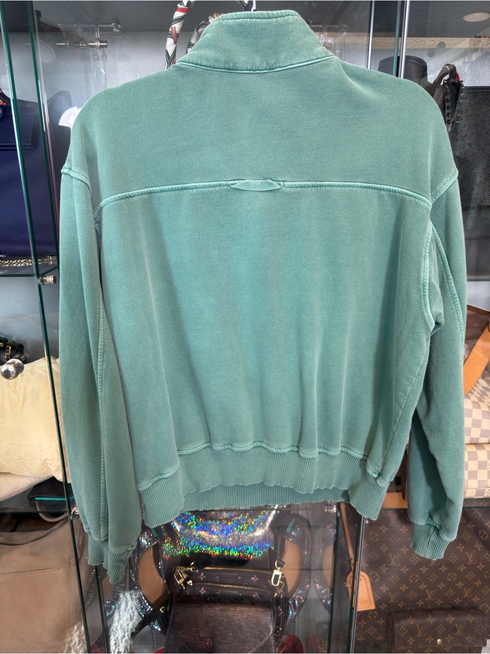 Zenana Outfitters Seafoam Green Half-Zip Pullover Sweatshirt - Picture 3 of 3